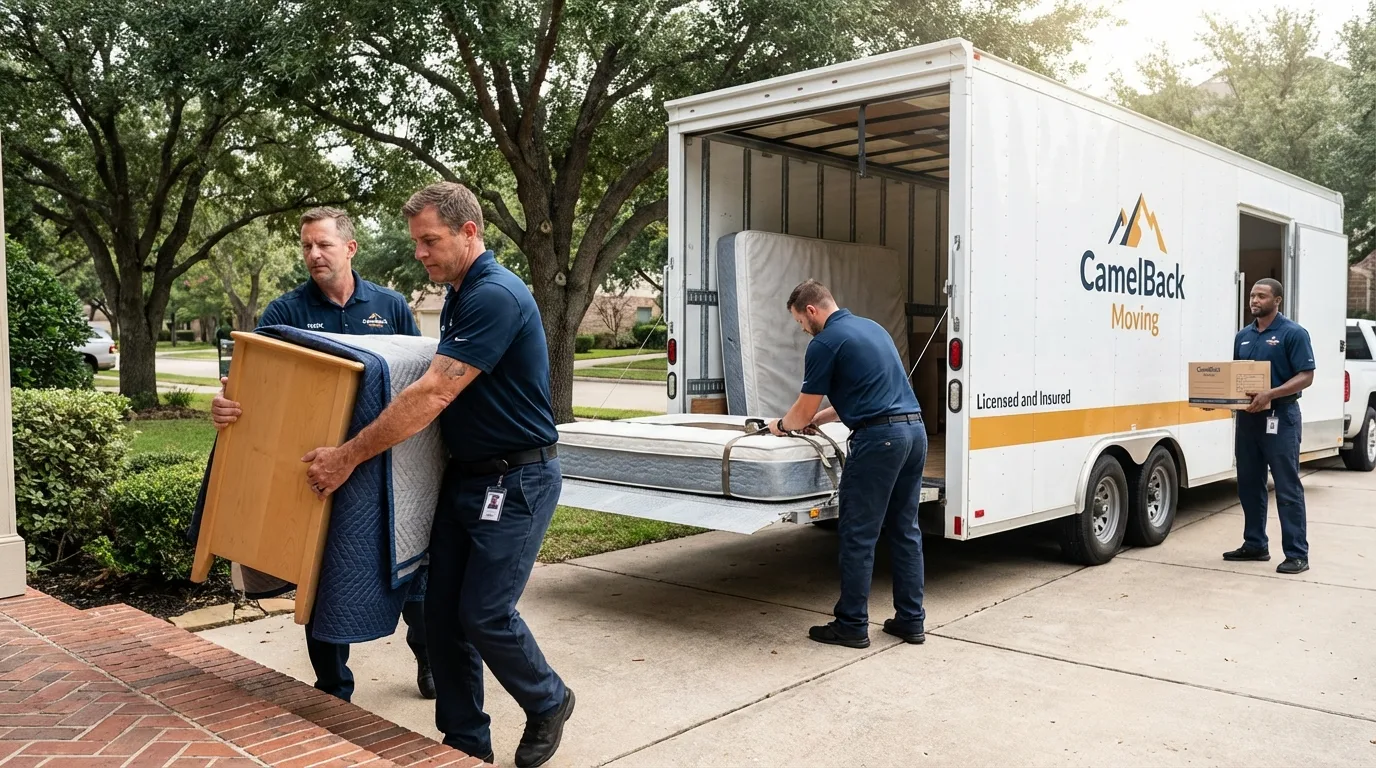 Crew loading residential truck for cross-state move from Sylvania, GA