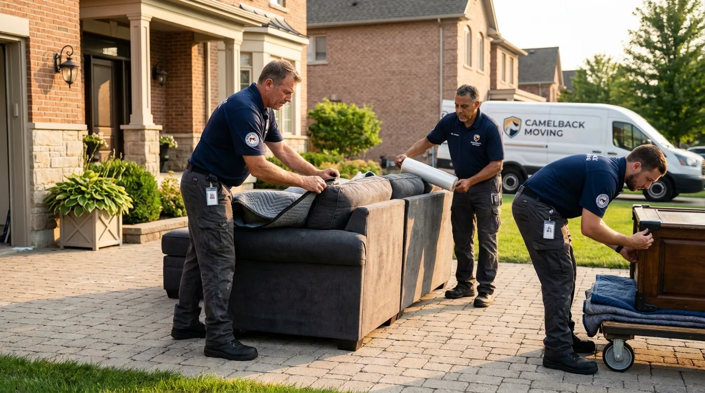 Large estate moving crew wrapping furniture in Sylvania, GA