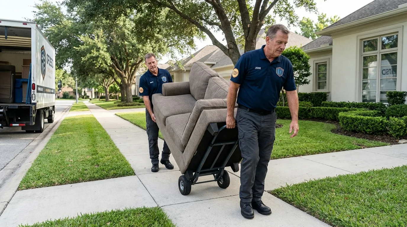 Local residential moving crew loading furniture in Sylvania, GA